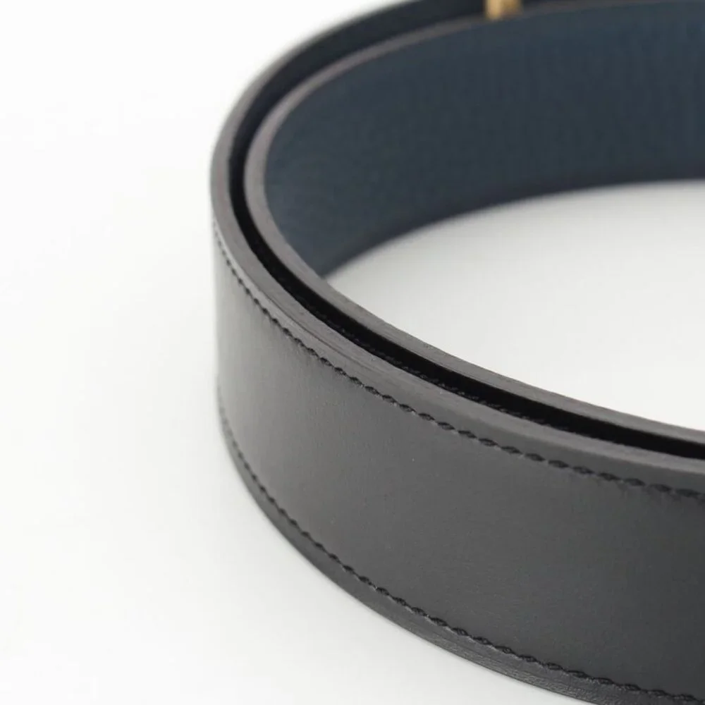 Hermes Leather Buckle Gold Belt Black Blue - Picture 7 of 10